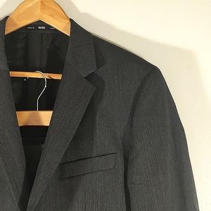 Boss Single Breasted Grey Pinstripe Suit